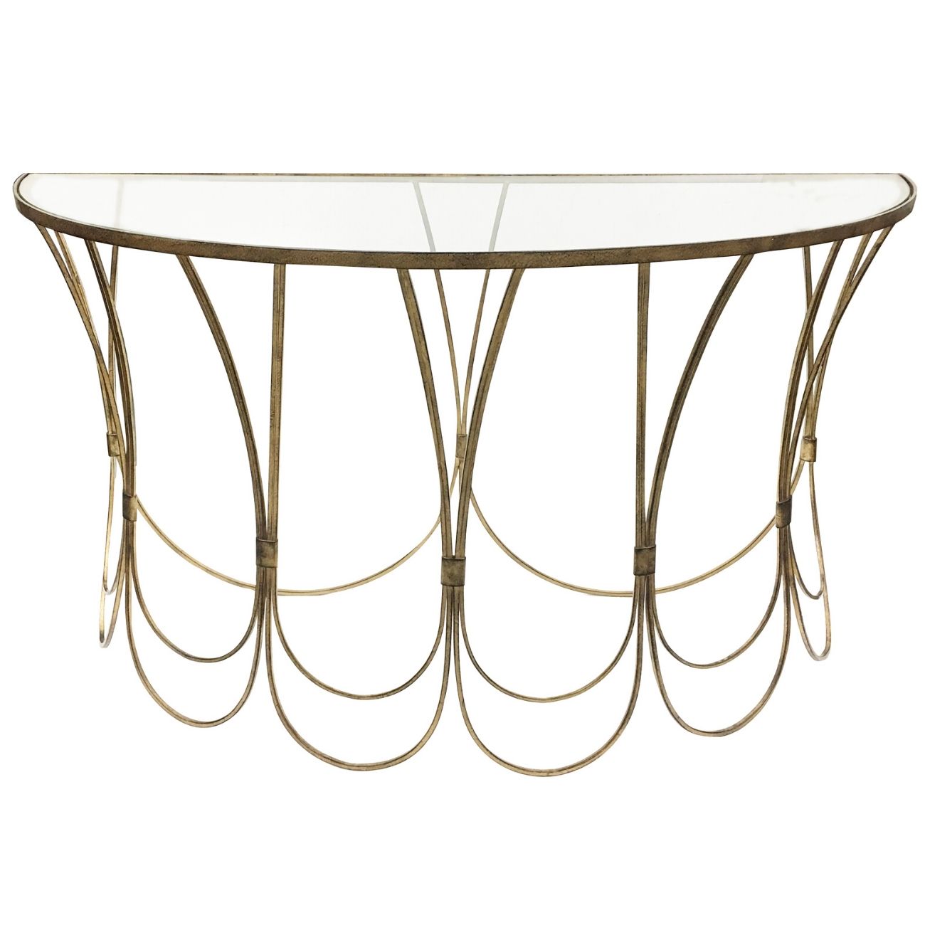 BANC Champagne Iron Console Table With Scallop Detail