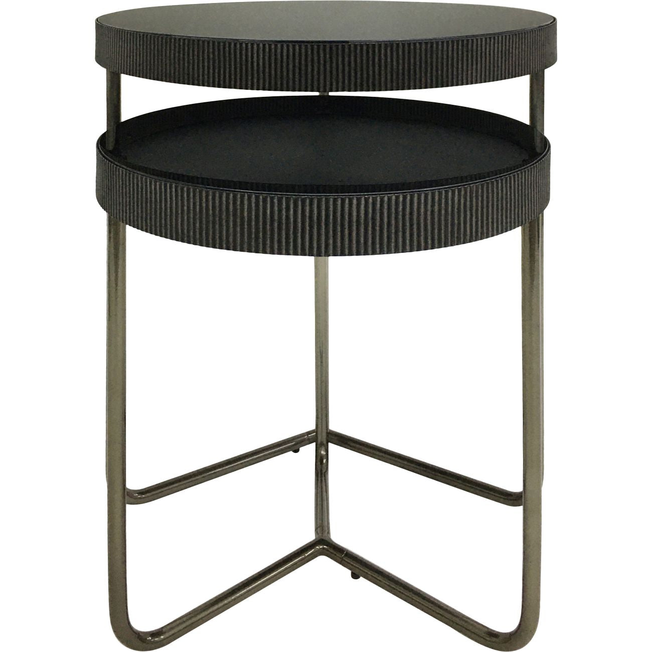 LUCA Set of 2 Side Tables with Black Tinted Glass