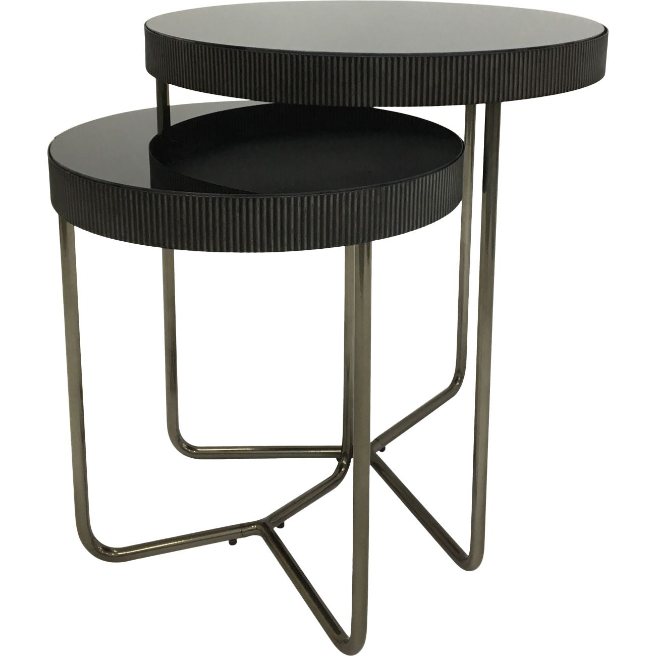 LUCA Set of 2 Side Tables with Black Tinted Glass