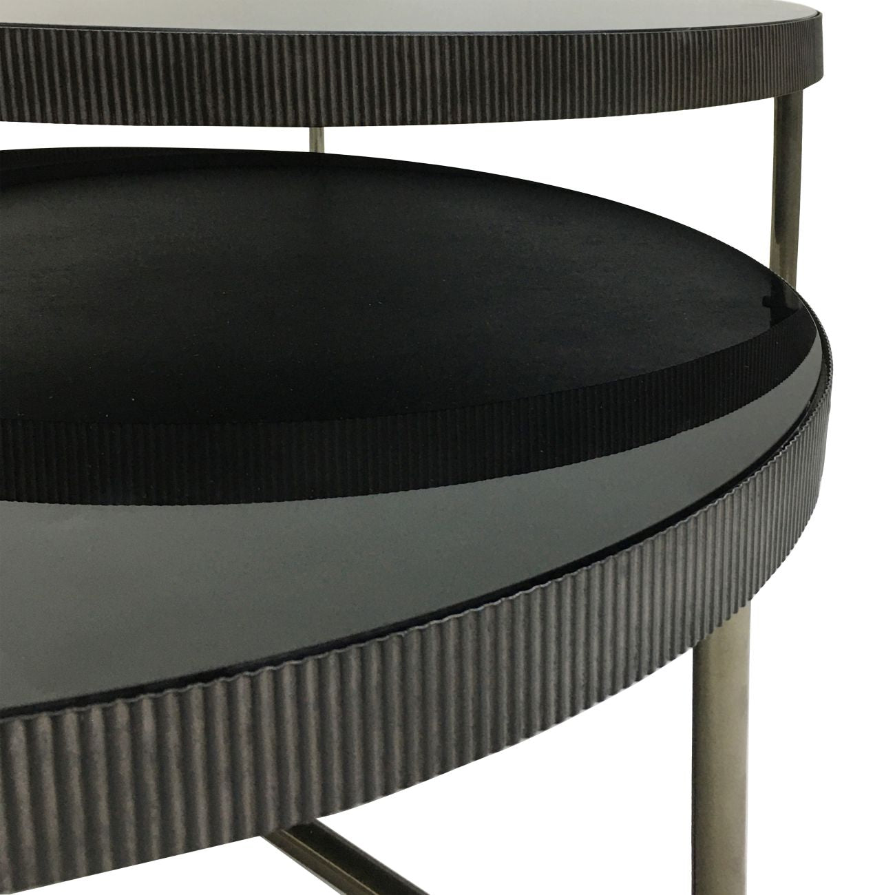 LUCA Round Coffee Table with Black Tinted Glass