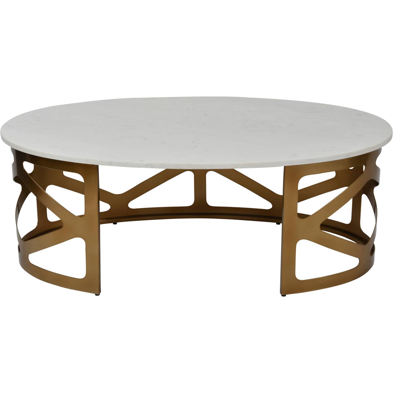 KOZU Coffee Table Satin Bronze Finish with Off White Marble