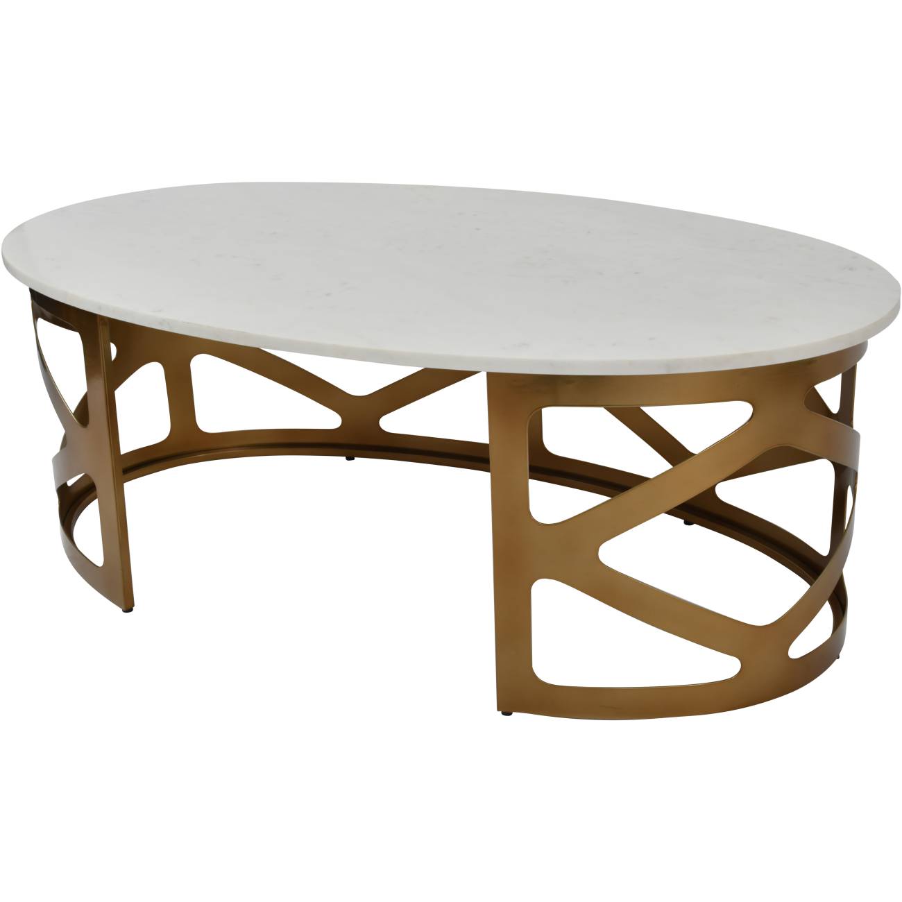 KOZU Coffee Table Satin Bronze Finish with Off White Marble