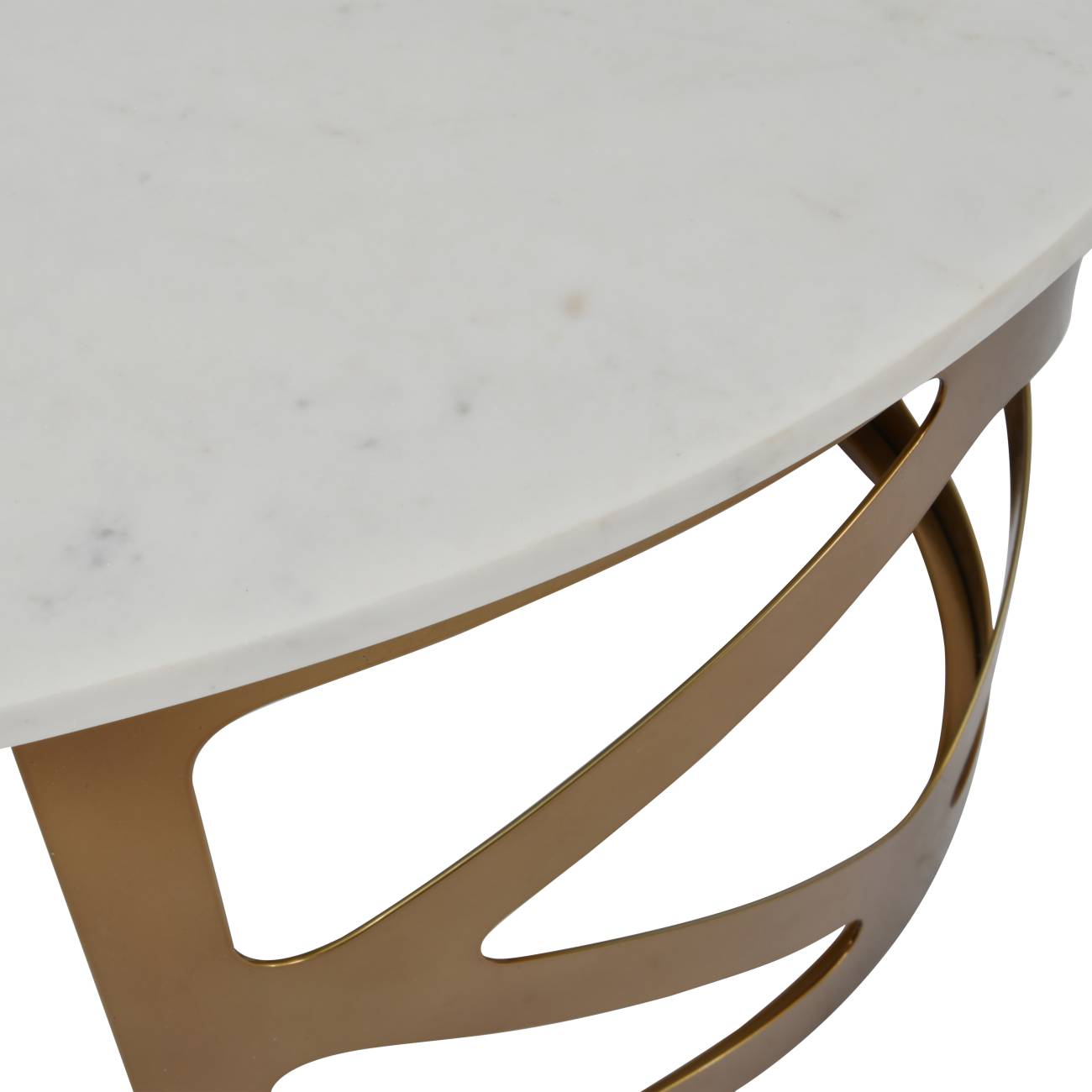 KOZU Coffee Table Satin Bronze Finish with Off White Marble