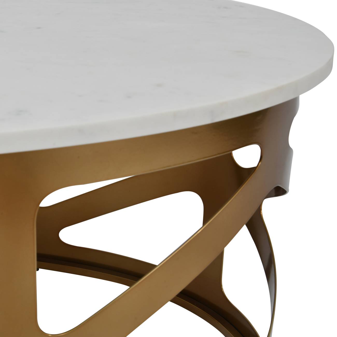 KOZU Coffee Table Satin Bronze Finish with Off White Marble