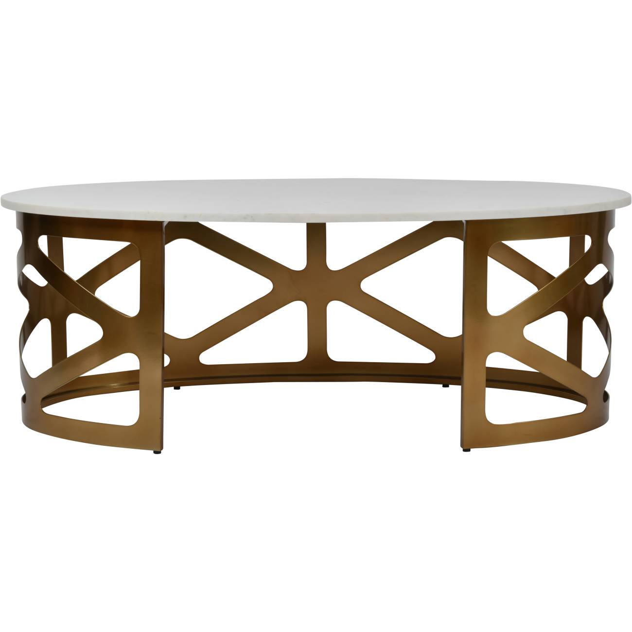 KOZU Coffee Table Satin Bronze Finish with Off White Marble