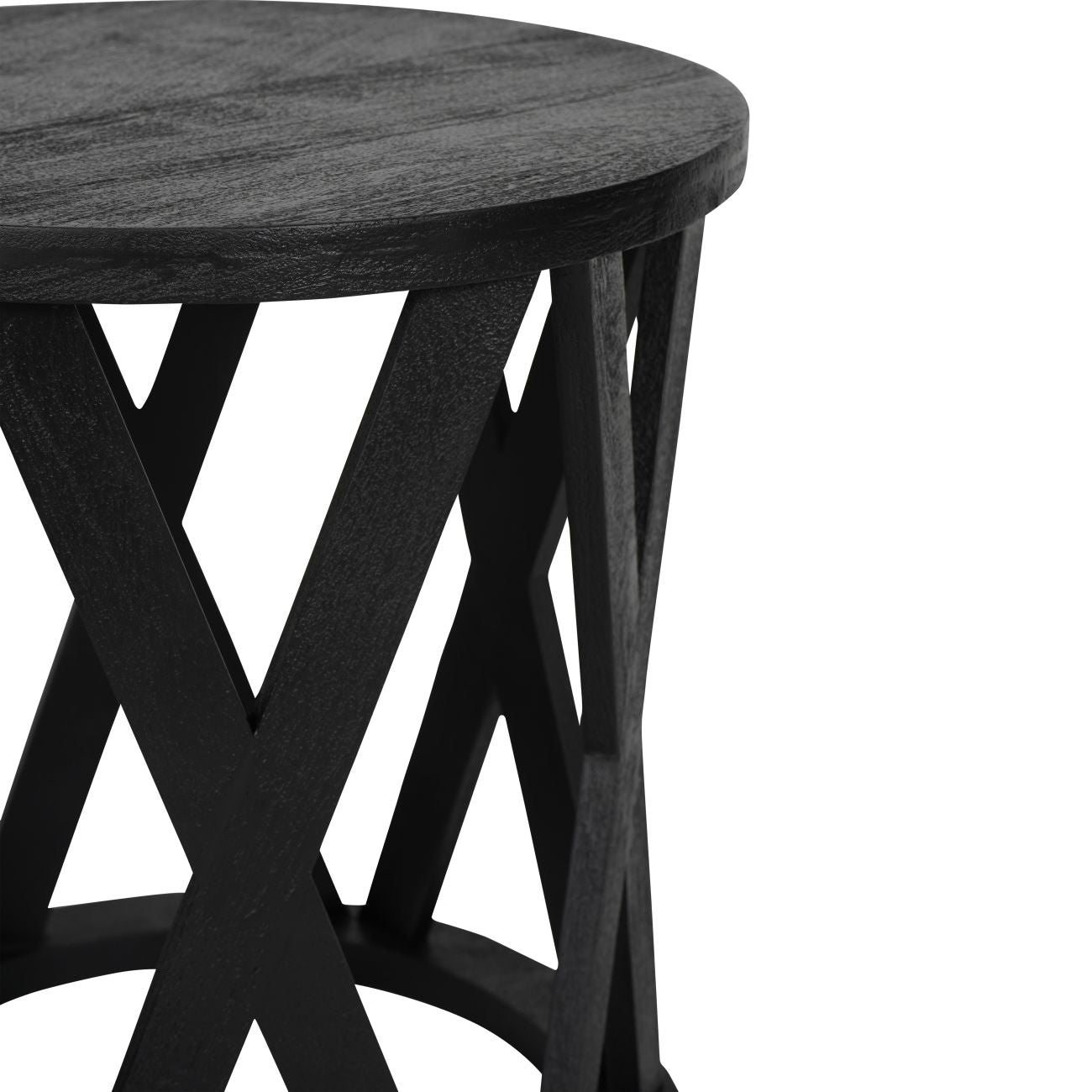 SOLU Solid Wooden Set of 2 Nesting Side Tables in Black