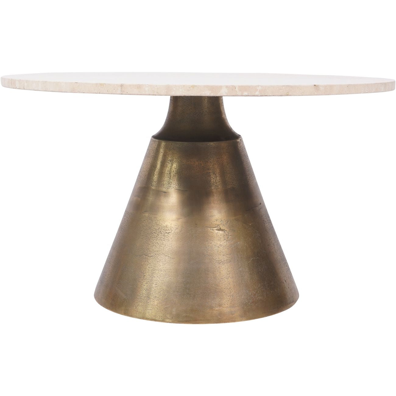 CAVA Antique Brass and Light Travertine Coffee Table Small 60cm