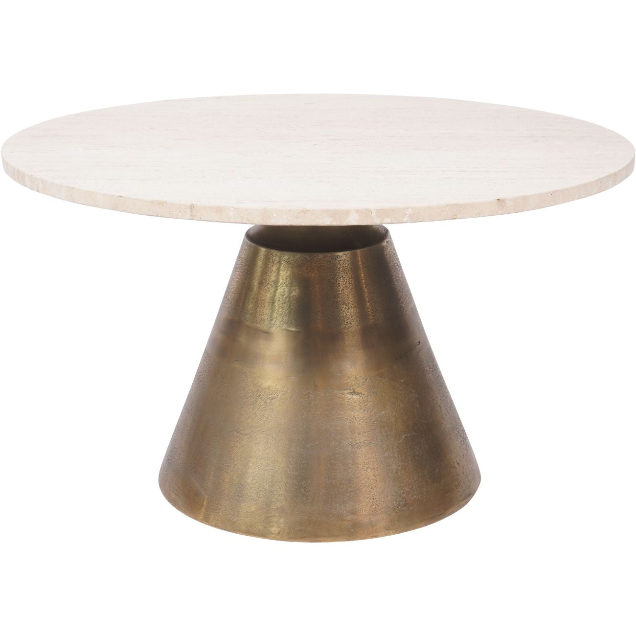 CAVA Antique Brass and Light Travertine Coffee Table Large 75cm
