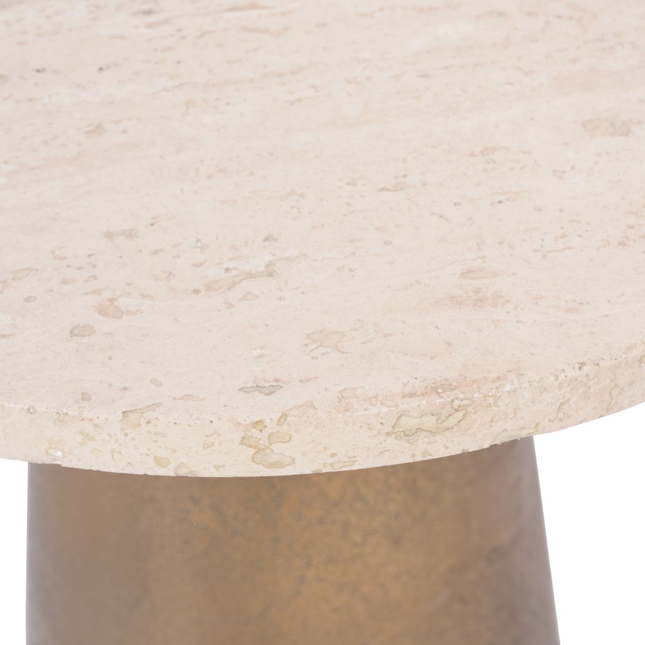 CAVA Antique Brass and Light Travertine Side Table Small 40cm