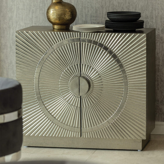 SUKU Silver Embossed Metal 2 Small Cabinet