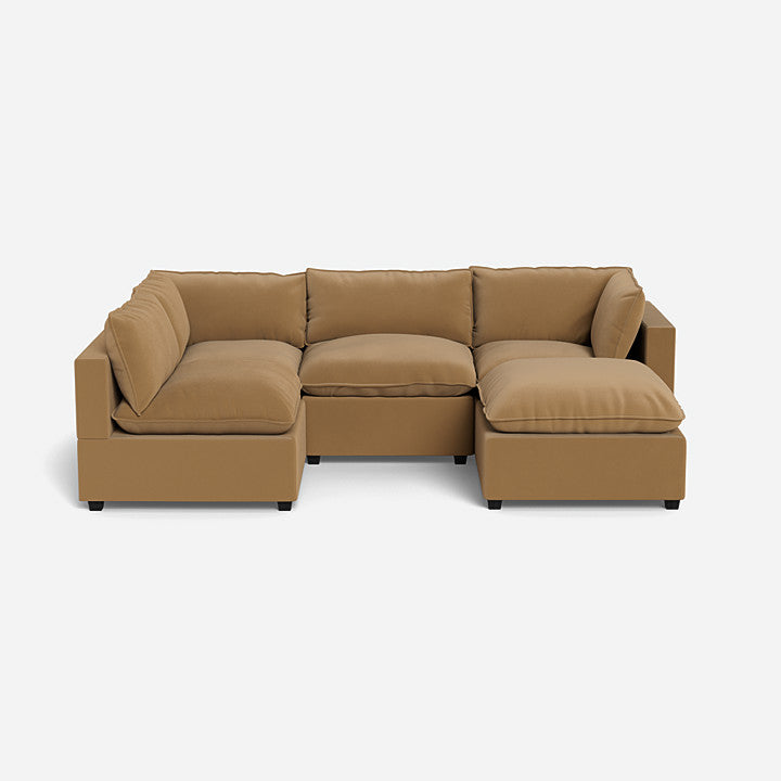 Poka L Shape Open End Modular Sofa + Footstool